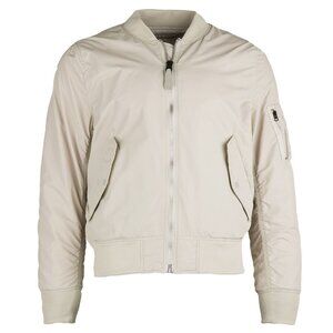 Alpha Industries Mens Bomber Jacket Small Beige Water-Repellent Nylon With Zip
